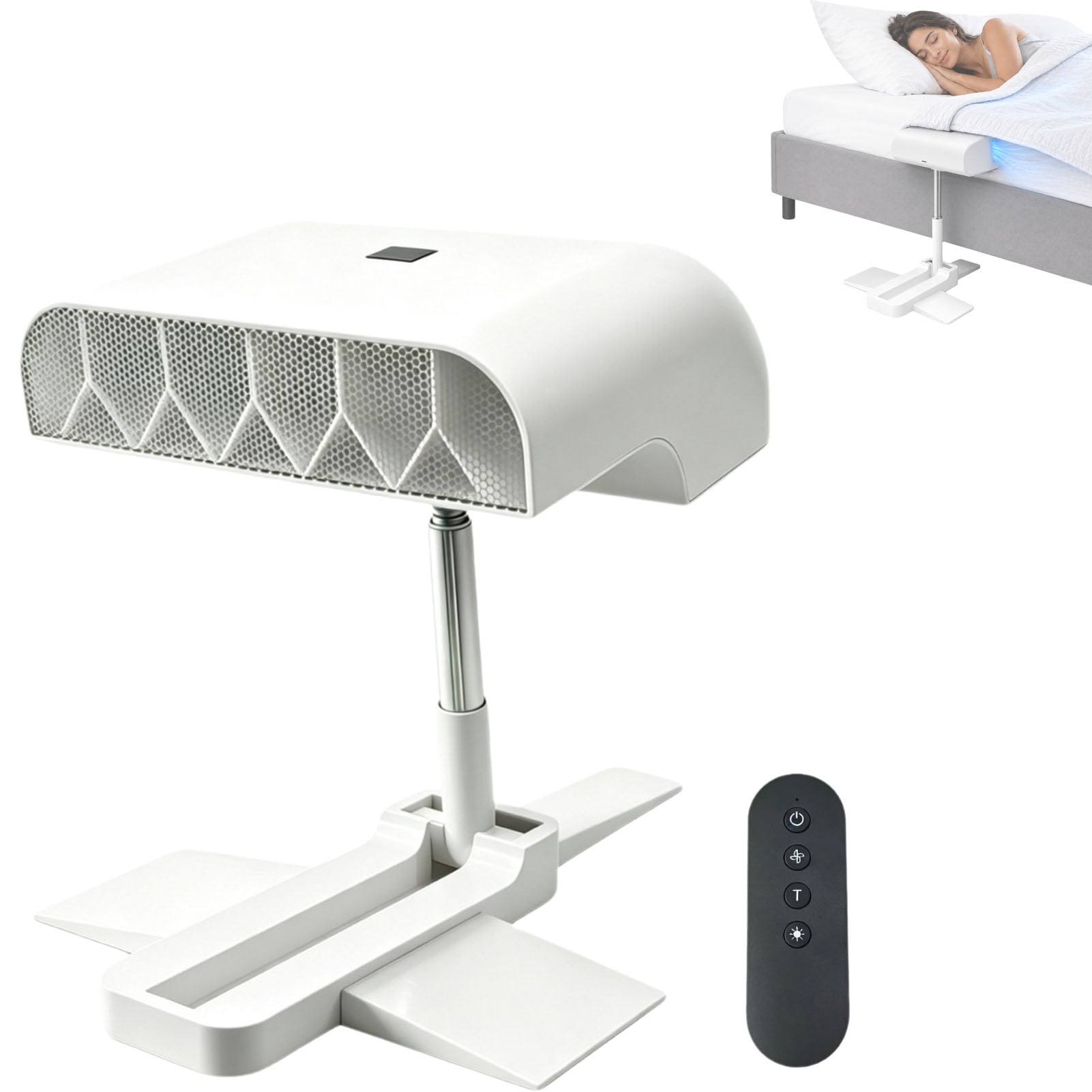 Snoozly Bed Fan, Directed Airflow Conveyance with Adjustable Supports, Silent Operation with Cordless Power Supply and Five-Speed Adjustment, Digital Control Panel, Ideal for Indoor
