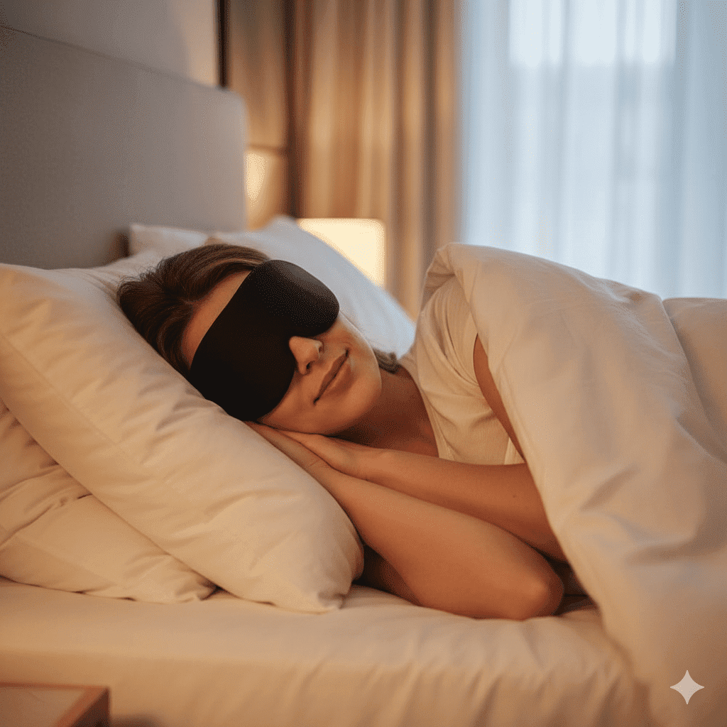 SNOOZY TIME Snoozytime Women and Men Blackout Blindfold Sleep Eye Mask for Sleeping Travel, Black