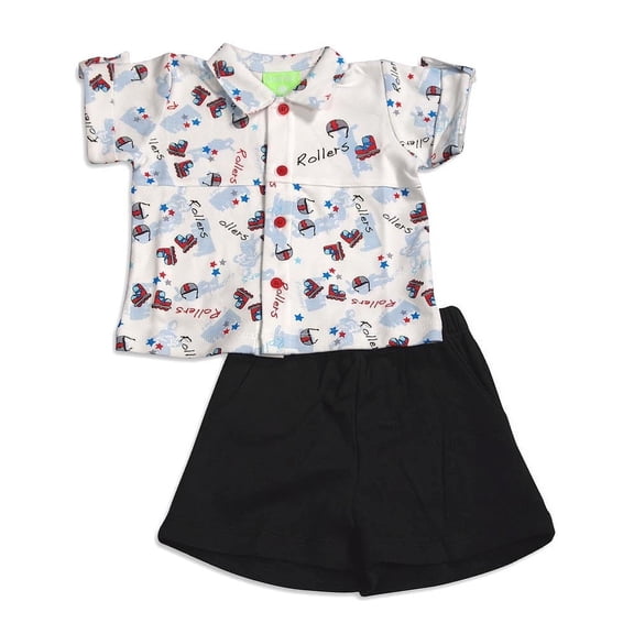 Snopea Baby Infant Newborn Boys Cotton Short Set 29675-9Months (ROLLER CHAMP BLACK)