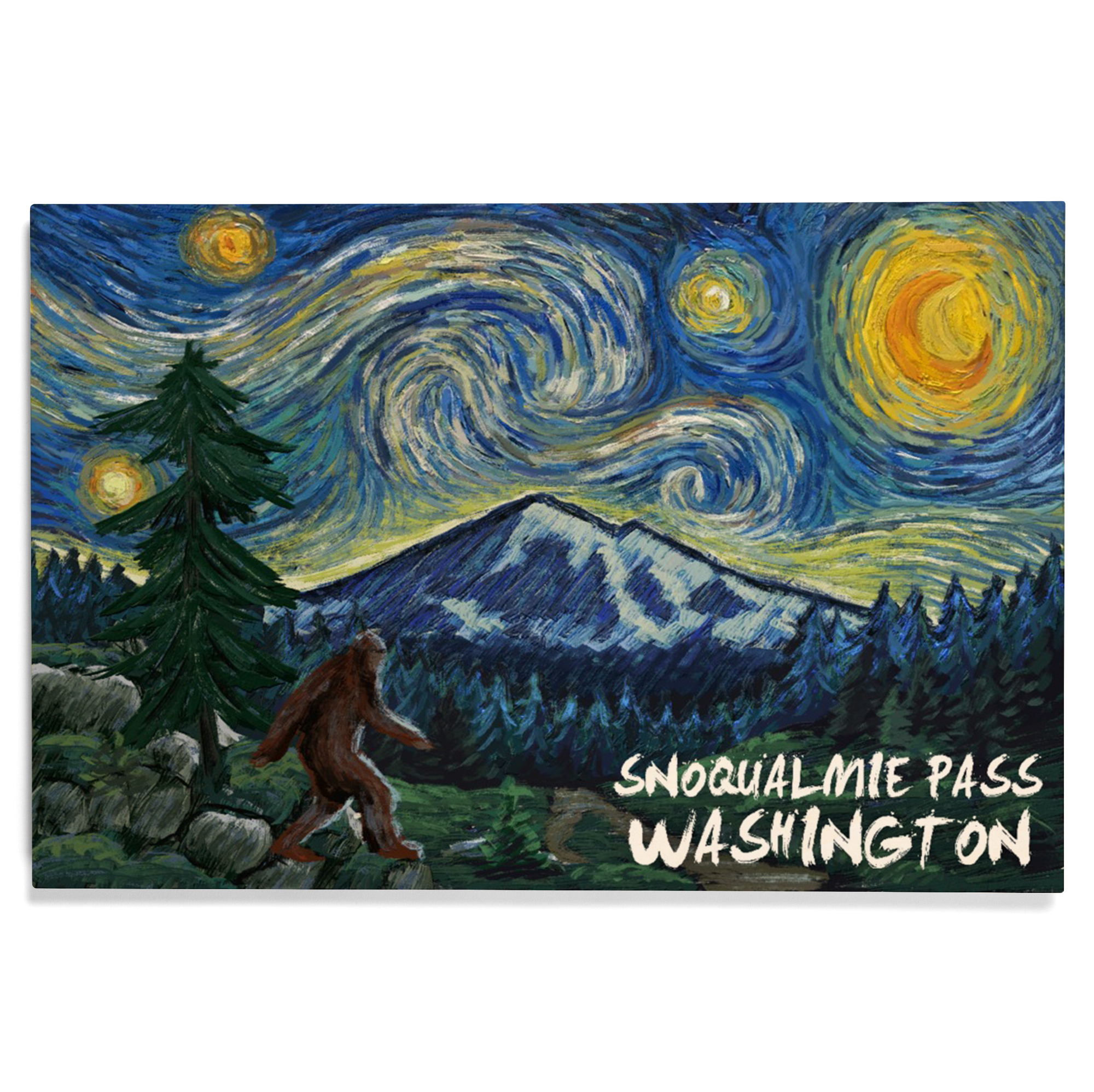 Snoqualmie Pass, Washington, Home Of Bigfoot, Lantern Press Artwork Wood Signs And Postcards