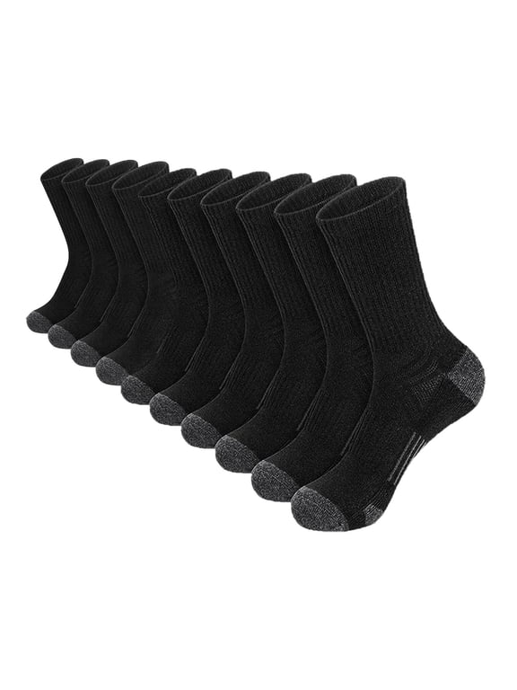 10-Pack Socks for Men Moisture-Wicking Breathable Crew Socks Stretch Comfy Mid Calf Socks for Sport Training Hiking Running Gym Fitness
