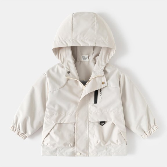 Snorda 2-12 Years Kids Hooded Windproof Waterproof Rain Jacket Lightweight Outerwear Full Zip and Snap Closure Jacket with Chest Pocket Casual Solid Comfy Jacket for Fall Winter Daily Wear