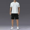 thumbnail image 1 of Snorda 2 Piece Gym Set for Men Short Sleeve Round Neck Sports and Shorts Set Summer Mens Solid Color Casual Breathable Gym Wear for Men, 1 of 6
