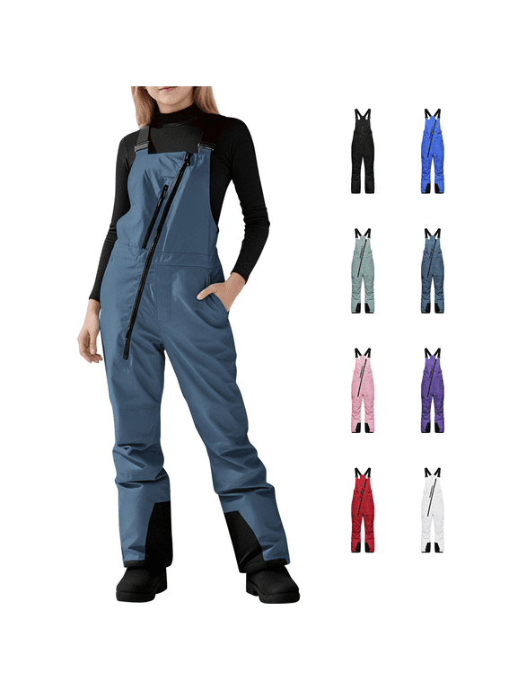 Big Girls Snow Bibs Waterproof Insulated Ski Bib Overalls Windproof Snowboard Bib Pants with Adjustable Straps Girls Snow Pants for Winter Sports