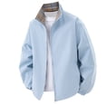 thumbnail image 1 of Snorda Deal Jackets for Men Stand Collar Lightweight Windbreaker Jacket Plaid Lined Elastic Cuffs Side Pockets Casual Loose Comfy Reversible Jacket for Fall Winter Everyday Wear, 1 of 3