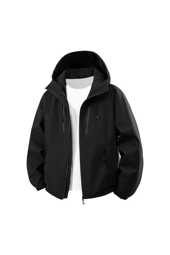Deal Jackets for Women Hooded Waterproof Rain Jacket Windproof Soft Jacket with Multi Zipper Pockets Solid Color Loose Fits Lightweight Jackets for Fall Winter Daily Wear