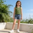 thumbnail image 1 of Snorda Girls Tank Tops Summer Kids Solid Color Breathable Sleeveless Soft Cottons Tops Round Neck Basic Top for 12Months-9Years, 1 of 9