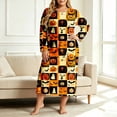 thumbnail image 1 of Snorda Halloween Plus Size Dresses for Women Graphic Print Dress Crew Neck Long Sleeve Loose Casual Dresses Fall Winter Dress for Loungewear Holiday Festival Wear, 1 of 7
