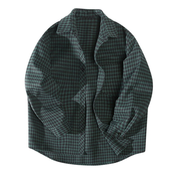 Snorda Jacket for Men Plaid Button Down Lapel Collar Shirt Jackets Casual Loose Comfy Long Sleeve Shirts with Chest Pocket and Buttoned Cuffs for Fall Winter Daily Wear