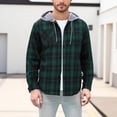 thumbnail image 1 of Snorda Jacket for Men Plaid Hooded Shacket Long Sleeve Button Down Jacket with Pocket Casual Soft Loose Comfy Shirts Jacket for Fall Winter Daily Wear, 1 of 7