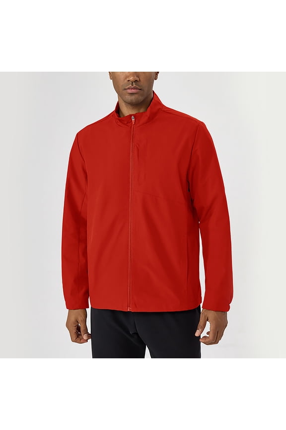 Jackets for Men Stand Collar Full Zip Lightweight Rain Jacket Windproof Soft Coat Solid Color Casual Outerwear for Hiking Travel Running Daily Commute