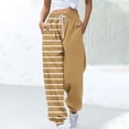 thumbnail image 1 of Snorda Joggers for Women Asymmetrical Striped Pants Elastic Drawstring Waist Trousers with Pockets Casual Sweatpants for Everyday Wear and Relaxed Athleisure, 1 of 5
