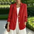 thumbnail image 1 of Snorda Linen Blazer for Women Button Up Long Sleeve Blazer With Elastic Cuffs and Pockets Loose Lightweight Casual Jacket Breathable Outerwear for Fall Daily Layering Outfits Office Looks, 1 of 5