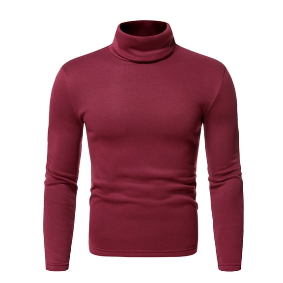 Snorda Men's Standard Slim-fit Long-Sleeve T-Shirt - Solid Color Casual Comfortable Elastic Slim Mid-Collar Mens Long Sleeve T Shirts S-XXL