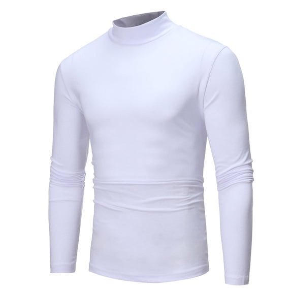 Snorda Men's Standard Slim-fit Long-Sleeve T-Shirt - Solid Color Casual Comfortable Elastic Slim Mid-Collar Mens Long Sleeve T Shirts