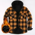 thumbnail image 1 of Snorda Mens Fleece Jacket Button Down Drawstring Hooded Plaid Shacket with Chest Pockets Casual Loose Comfy Long Sleeve Shirt Jackets for Fall Winter Daily Layering Wear, 1 of 3