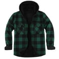 thumbnail image 1 of Snorda Mens Fleece Jacket Button Down Drawstring Hooded Plaid Shacket with Chest Pockets Casual Loose Comfy Long Sleeve Shirt Jackets for Fall Winter Daily Layering Wear, 1 of 3