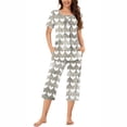 thumbnail image 1 of Snorda Pajama Set for Womens 2 Piece Short Sleeve Button Neck Pleated Printed Top and Capris Pants Summer Ladies Soft Comfortable Pajamas Set for Sleepwear Loungewear, 1 of 6