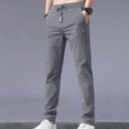 thumbnail image 1 of Snorda Pants for Men Solid Color Elastic Waist Drawstring Straight Leg Pants Summer Mens Casual Comfy Pants with Pockets for Everyday Wear, 1 of 3