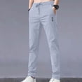 thumbnail image 1 of Snorda Pants for Men Solid Color Elastic Waist Drawstring Straight Leg Pants Summer Mens Casual Comfy Pants with Pockets for Everyday Wear, 1 of 3