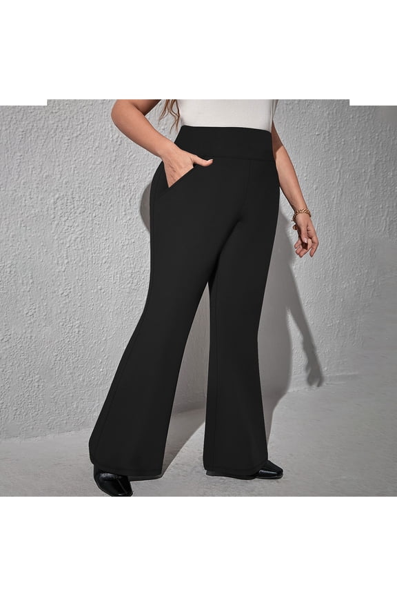 Pants for Women Large Size Flared Pants Summer Ladies Casual High Waisted Comfy Tummycontrol Wide Leg Yoga Pants with Pockets