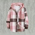thumbnail image 1 of Snorda Plaid Fleece Jacket for Men Hooded Button Down Long Sleeves Shacket with Drawstring Hood and Chest Pocket Casual Soft Comfy Shirt Jacket for MEn Fall Winter Daily Layering Wear, 1 of 8