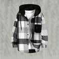thumbnail image 1 of Snorda Plaid Fleece Jacket for Men Hooded Button Down Long Sleeves Shacket with Drawstring Hood and Chest Pocket Casual Soft Comfy Shirt Jacket for MEn Fall Winter Daily Layering Wear, 1 of 8