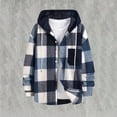 thumbnail image 1 of Snorda Plaid Fleece Jacket for Men Hooded Button Down Long Sleeves Shacket with Drawstring Hood and Chest Pocket Casual Soft Comfy Shirt Jacket for MEn Fall Winter Daily Layering Wear, 1 of 8