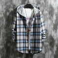 thumbnail image 1 of Snorda Plaid Jacket for Men Button Down Long Sleeve Shirt with Drawstring Hood Casual Soft Loose Comfy Versatile Jackets for Fall Winter Daily Layering Wear Outdoors Looks, 1 of 4