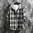 thumbnail image 1 of Snorda Plaid Jacket for Men Button Down Long Sleeve Shirt with Drawstring Hood Casual Soft Loose Comfy Versatile Jackets for Fall Winter Daily Layering Wear Outdoors Looks, 1 of 4