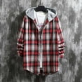 thumbnail image 1 of Snorda Plaid Jacket for Men Button Down Long Sleeve Shirt with Drawstring Hood Casual Soft Loose Comfy Versatile Jackets for Fall Winter Daily Layering Wear Outdoors Looks, 1 of 4