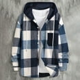 thumbnail image 1 of Snorda Plaid Jacket for Men Hooded Long Sleeves Shacket with Drawstring Hood and Chest Pocket Button Down Casual Loose Soft Comfy Shirt Jacket for MEn Fall Winter Daily Layering Wear, 1 of 7