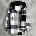 thumbnail image 1 of Snorda Plaid Jacket for Men Hooded Long Sleeves Shacket with Drawstring Hood and Chest Pocket Button Down Casual Loose Soft Comfy Shirt Jacket for MEn Fall Winter Daily Layering Wear, 1 of 7