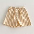 thumbnail image 1 of Snorda Stripe Shorts for Girls Drawstring Elastic Waist Button Detailing Striped Printed Shorts Girlrs Summer Casual Comfy Cottons Linen Shorts with Pockets, 1 of 5