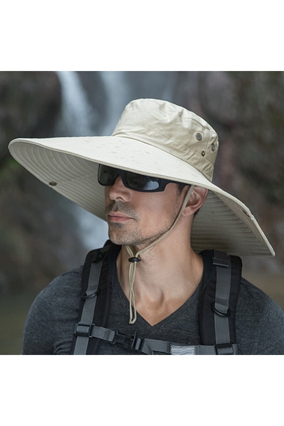 Sun Hat for Men, Adjustable Chin Strap, Outdoor Climbing and Hiking, Solar Fan Cap, Full Face Coverage Sun Protection & Breathable