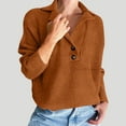 thumbnail image 1 of Snorda Sweaters for Women Lapel Collar Henleys Rib Knit Long Sleeve Sweater Solid Loose Textured Pullover Soft Stretchy Comfy Sweaters for Fall Daily Outdoors Wear, 1 of 8