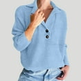 thumbnail image 1 of Snorda Sweaters for Women Lapel Collar Henleys Rib Knit Long Sleeve Sweater Solid Loose Textured Pullover Soft Stretchy Comfy Sweaters for Fall Daily Outdoors Wear, 1 of 7