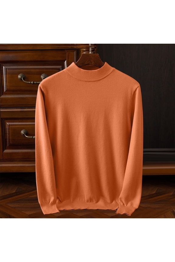 Sweaters for Men Mock Neck Solid Knit Sweater Long Sleeve Soft Basic Pullover Sweater for Fall Winter Slim Fits Layering Wear