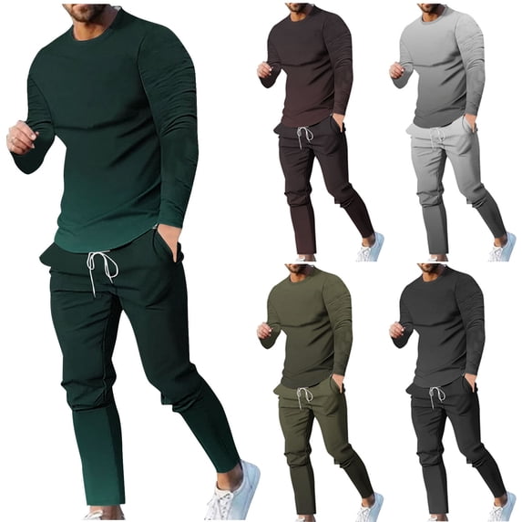 Snorda Sweatsuits for Men Gradient Print Sport Sweatsuit Long Sleeve Sweatshirts Drawstring Pant Mens Casual Comfy Jogging 2 Piece Outfits