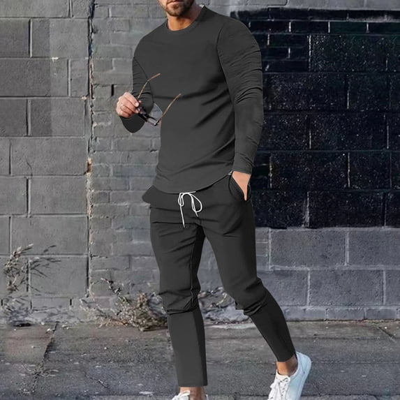 Snorda Sweatsuits for Men Gradient Print Sport Sweatsuit Long Sleeve Sweatshirts Drawstring Pant Mens Casual Comfy Jogging 2 Piece Outfits