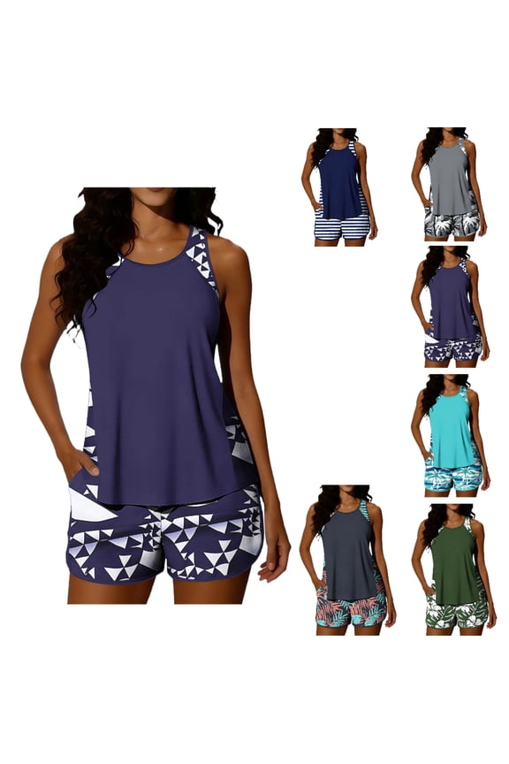 Swim Tops for Women with Built-in Bra Solid Color Backless Strappy Bikini Sleeveless Off-Shoulder Conservative Beach Tankini Sporty Tank Top