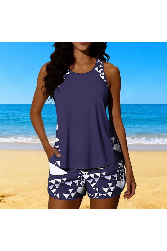 Swim Tops for Women with Built-in Bra Solid Color Backless Strappy Bikini Sleeveless Off-Shoulder Conservative Beach Tankini Sporty Tank Top