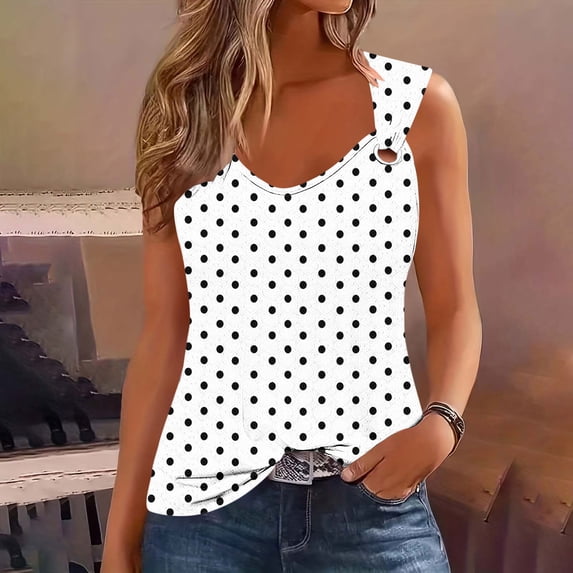 Snorda White Women's Metal Buckle Strap Tank Tops, Sleeveless Cami Tops for Warm Season Casual Outfits, Daily Stylish Looks and Outdoor Activities