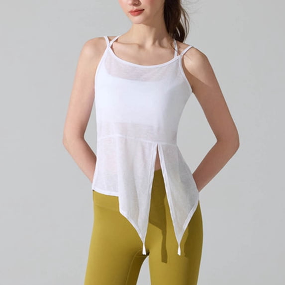 Snorda White Women's Side Split Sleeveless Summer Tank Top, Loose Stylish Solid Basic Shirts in Lightweight Soft Fabric, Suitable for Daily Wear, Casual Outfits, Outdoor Trips and Sports Activities