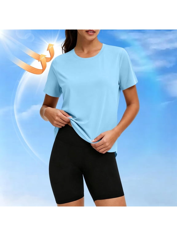 Women Quick Dry Workout Top Short Sleeve Athletic Sports Shirt Breathable Going Out Tops for Running Gym Yoga Outdoor Travel Basic Tee Shirts