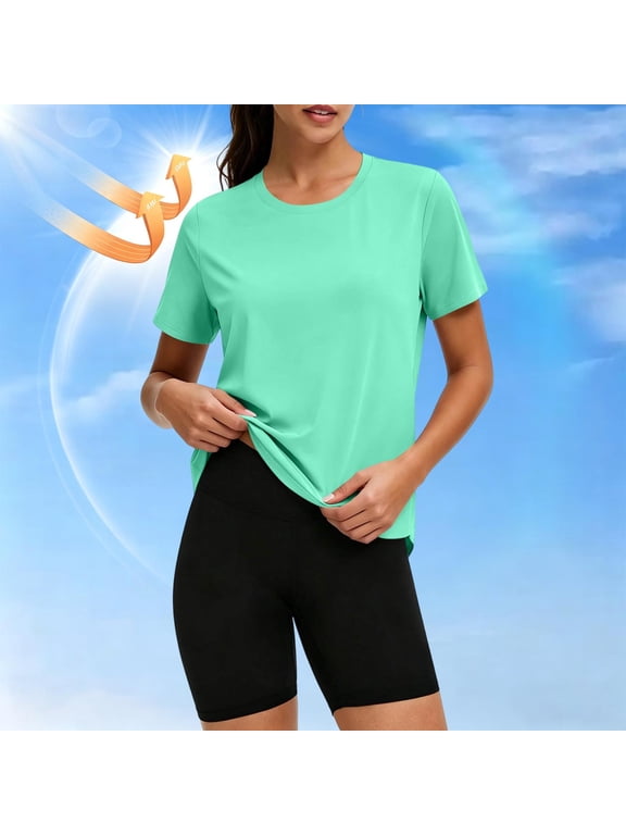 Women Quick Dry Workout Top Short Sleeve Athletic Sports Shirt Breathable Going Out Tops for Running Gym Yoga Outdoor Travel Basic Tee Shirts