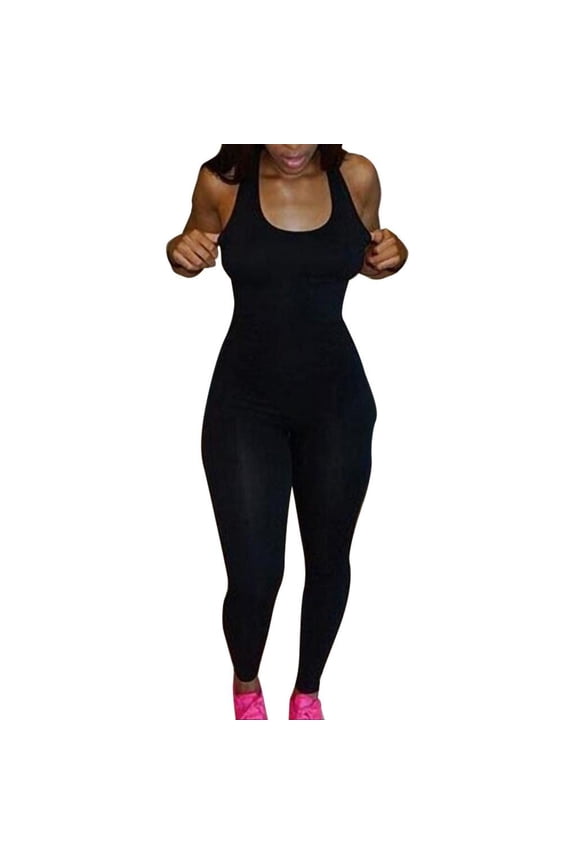 Snorda Women Tights Halter Strappy Sports Yoga Clubwear Party Bandage Long Jumpsuits