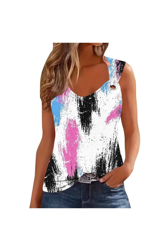 Women's Casual Loose Metal Buckle Strap Tank Tops, Sleeveless Cami Tops for Summer Outfits, Comfortable Daily Stylish Matching and Relaxed Outdoor Leisure Activities