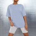thumbnail image 1 of Snorda Womens Pajamas Set 2 Piece Loose Striped Short Sleeve T-Shirt and Biker Shrots Pajama Set for Women Summer Ladies Comfortable Pajamas Set for Daily Home Wear, 1 of 5