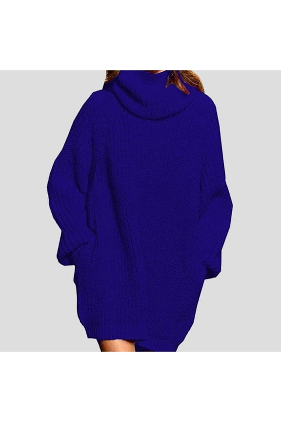 Womens Sweater Oversized Turtleneck Collar Knit Tunic Sweaters with Pockets Solid Loose Slouchy Sweater for Fall Winter Daily Outdoors Warm Wear